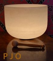 E note 14" Frosted quartz crystal singing bowl with suede stick and mallet