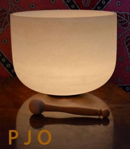 G note 12" Frosted quartz crystal singing bowl with suede stick and mallet
